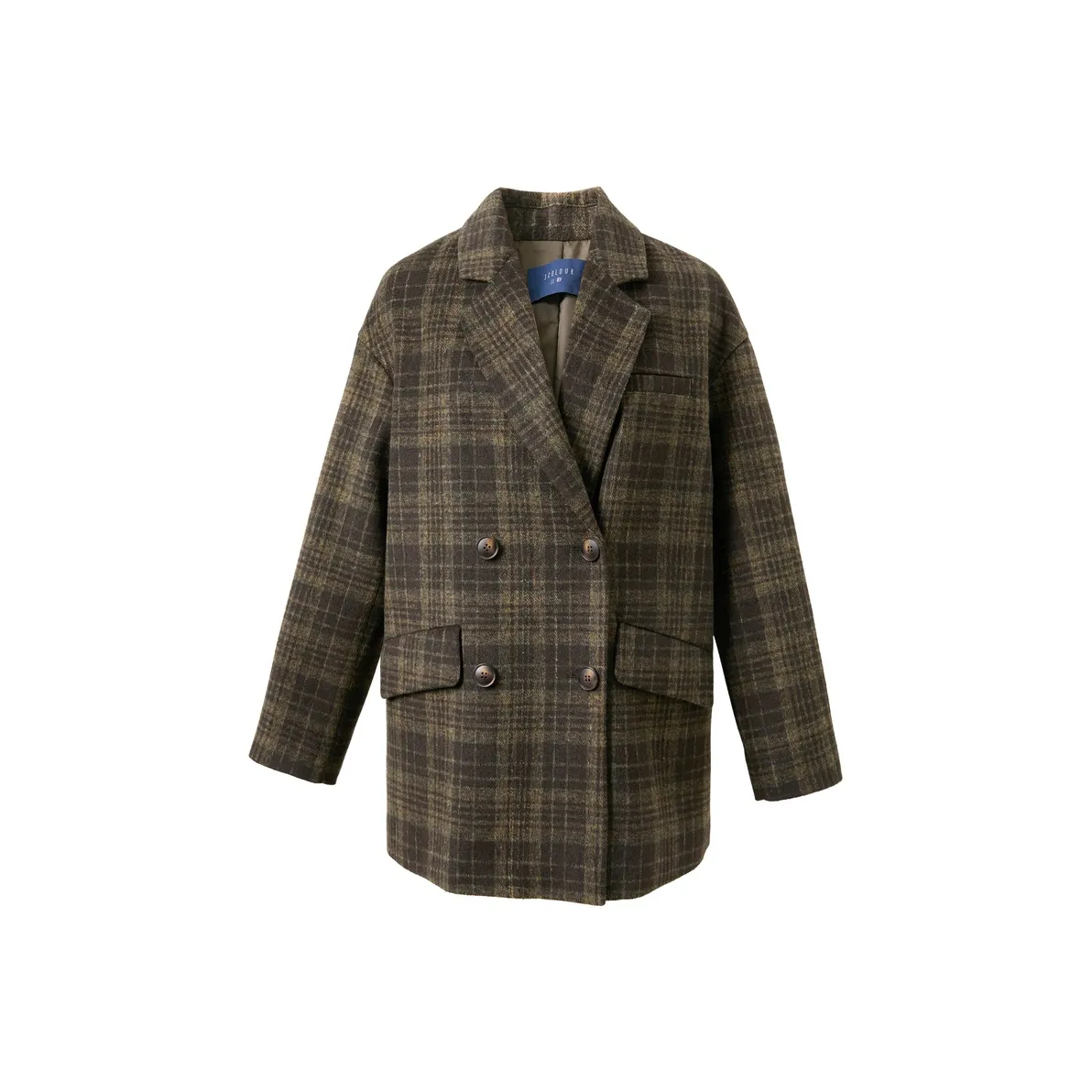 3COLOUR Фундуковый Коричневый Клетчатый Узор Женское Пальто