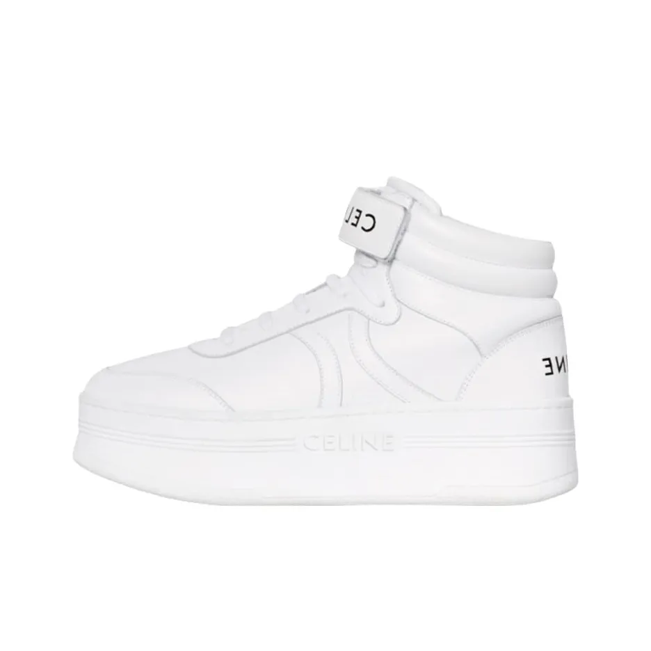 CELINE Skateboard Shoes Women's High Top White