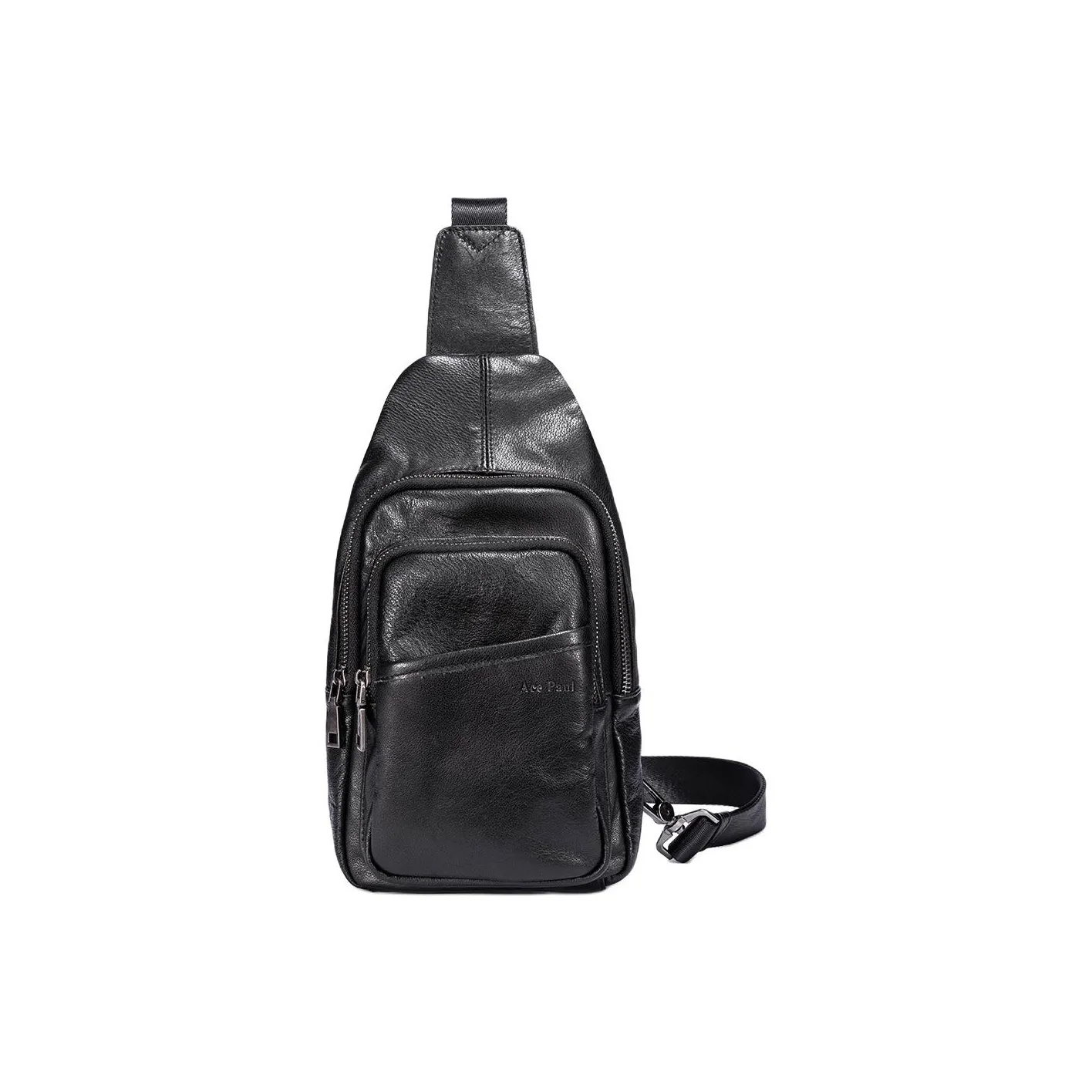 Ace Paul Сумка через плечо из крупнозернистой текстуры коровьей кожи сумка-слинг среднего размера унисекс черная