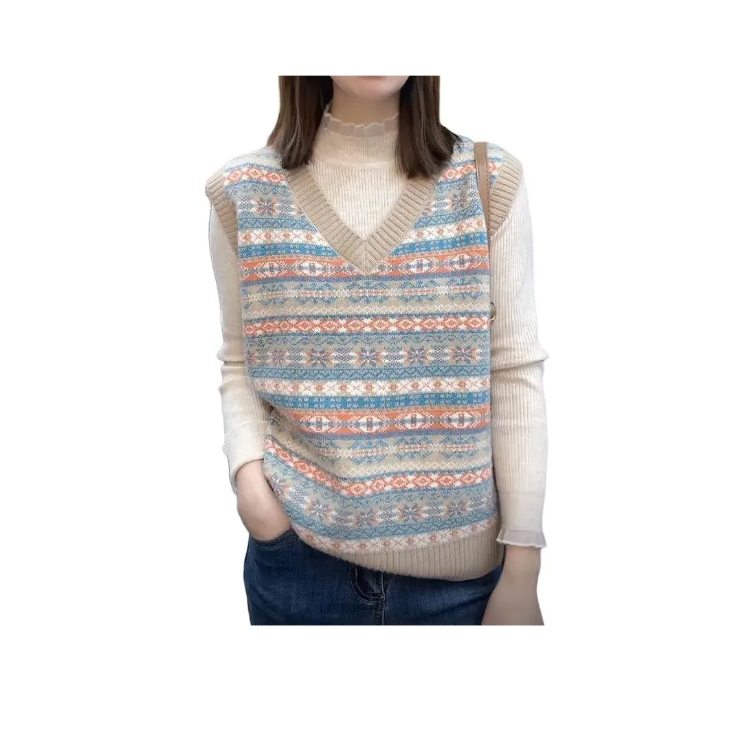 HAPG Синие полосы Жилет Женские Трикотаж