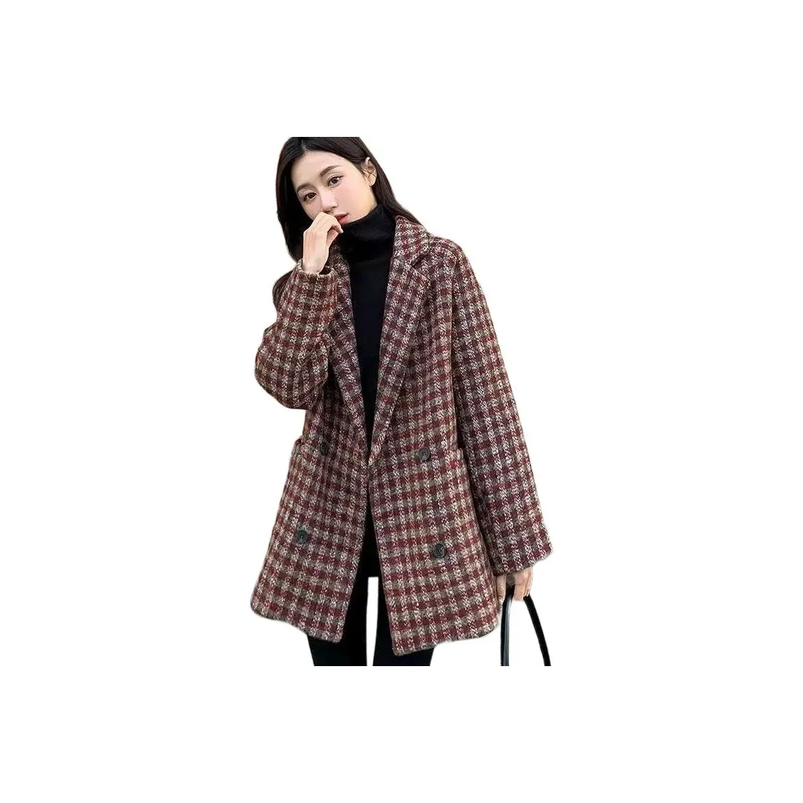 XIANSINIAO Клетчатое Женское Пальто