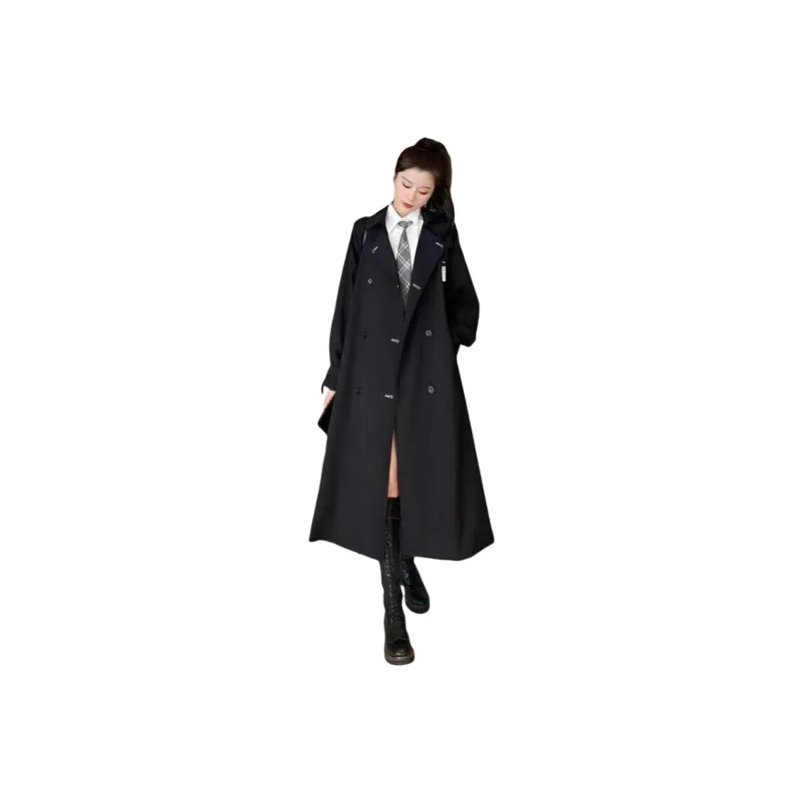 HAPG Черный флис утолщенный женское пальто с подкладкой