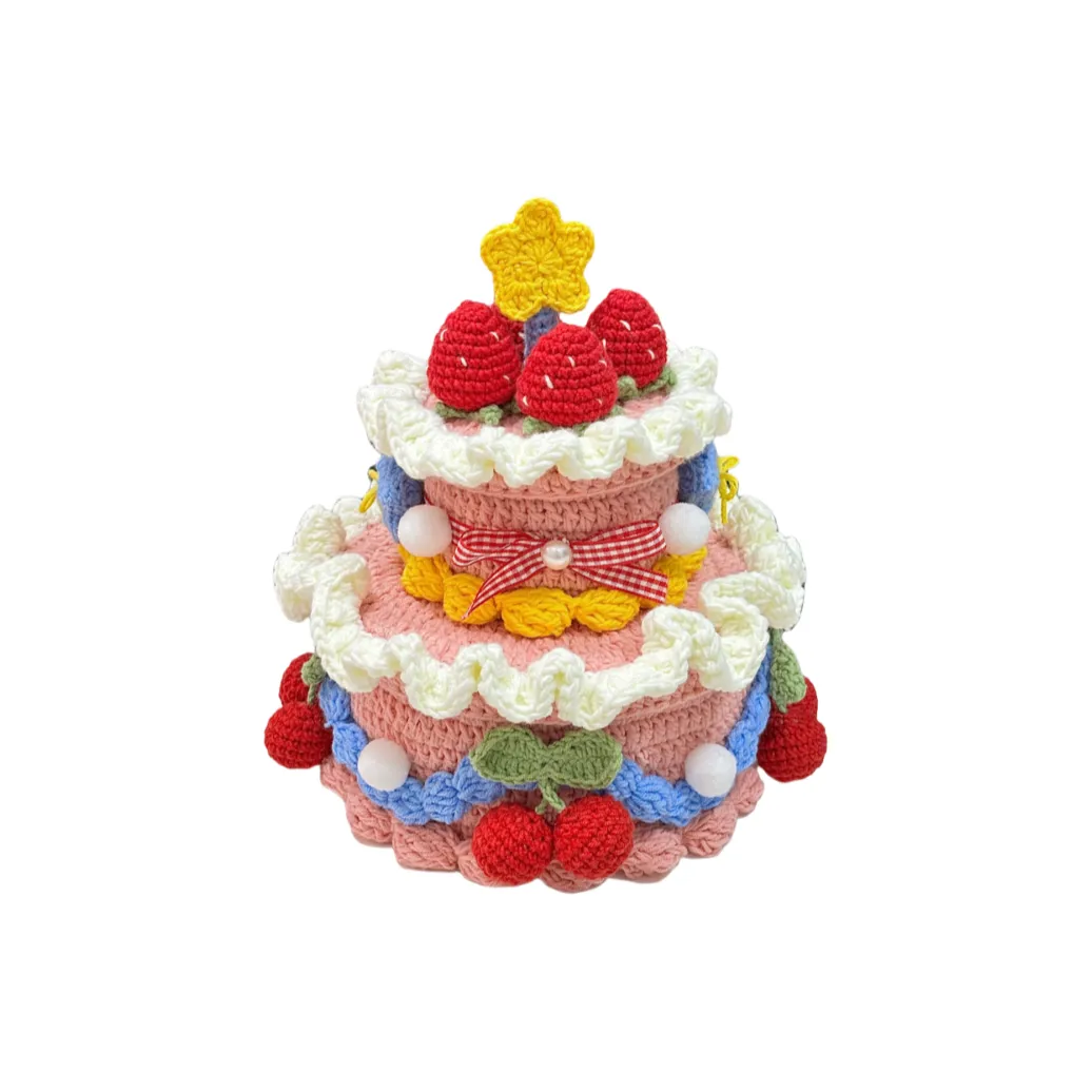 CHUNTUSHU Ткани вязаные Клубничный торт Хранение Коробка DIY Пряжа Crochet Материал Сумка Birthday Cake DIY Игрушки