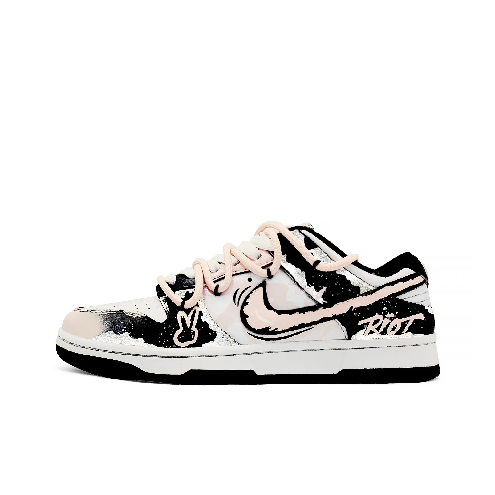 Nike Dunk Low Топ Скейтборд Кроссовки Унисекс Черный Серебристый Розовый