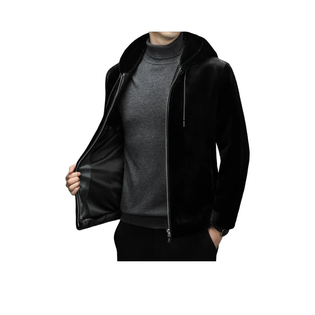 EMINU Черные Мужские Кожаные Куртки