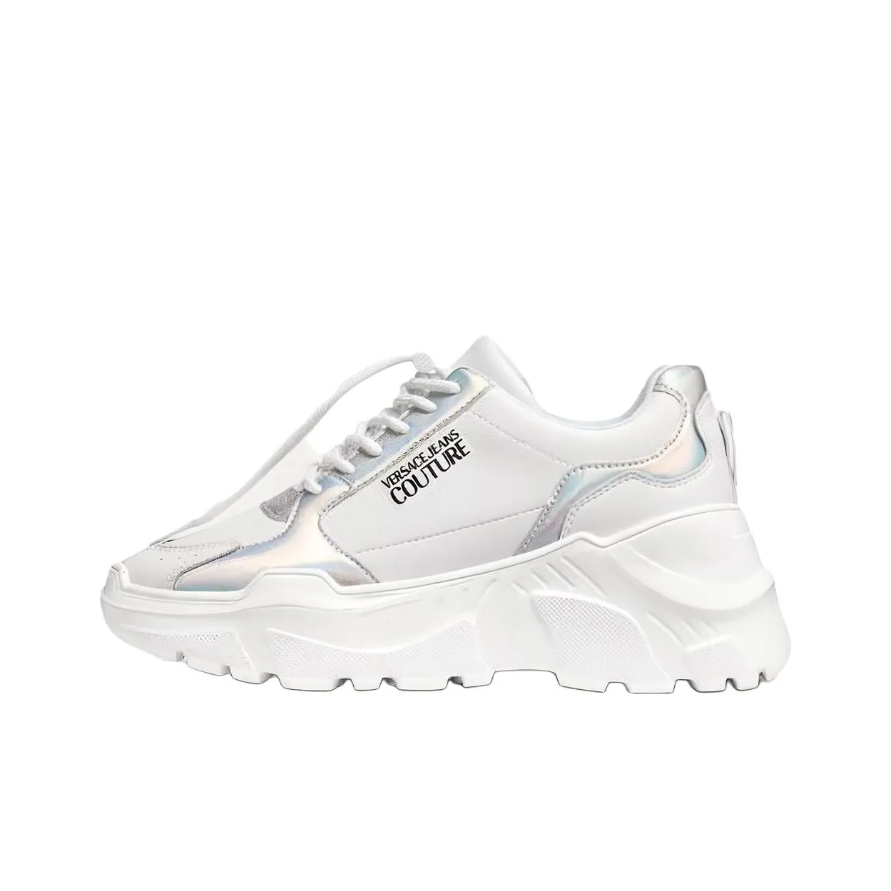 VERSACE JEANS COUTURE Speedtrack Амортизация Износостойкий Низкий Топ Повседневная Обувь Женская Белый Серебряный