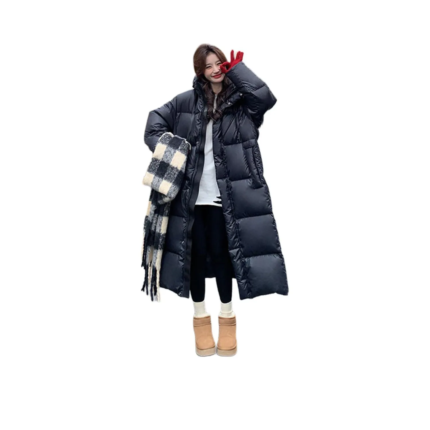 LANGQING Черный Бесплатная доставка Бренд Наклеенный Женские Пуховики