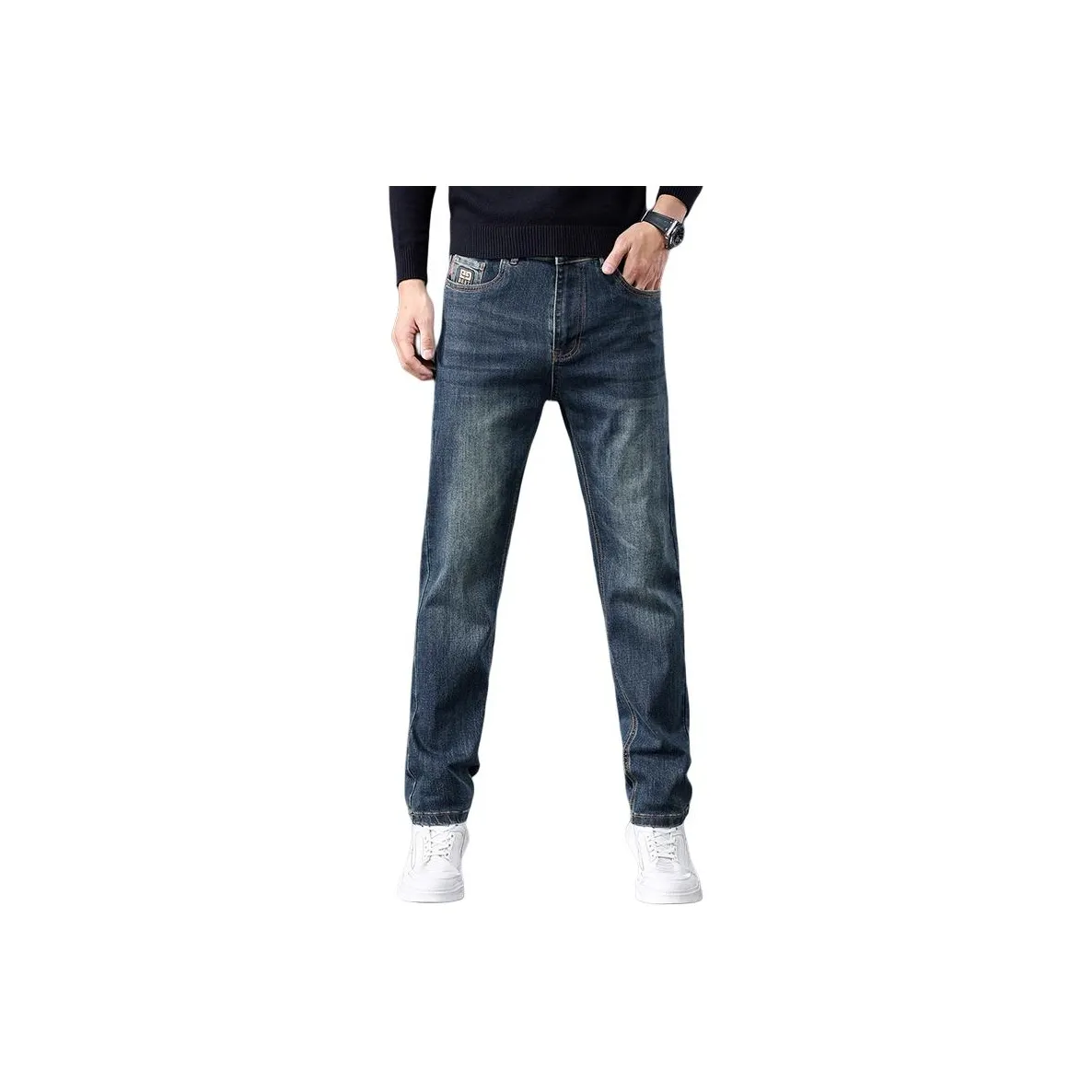 CHAORENBANG Винтажные синие мужские джинсы