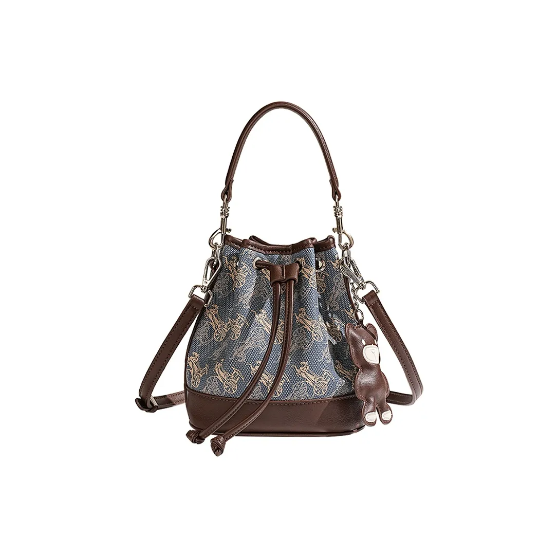 Jacoponnus Сумка через плечо из коровьей кожи среднего размера женская Carriage синяя