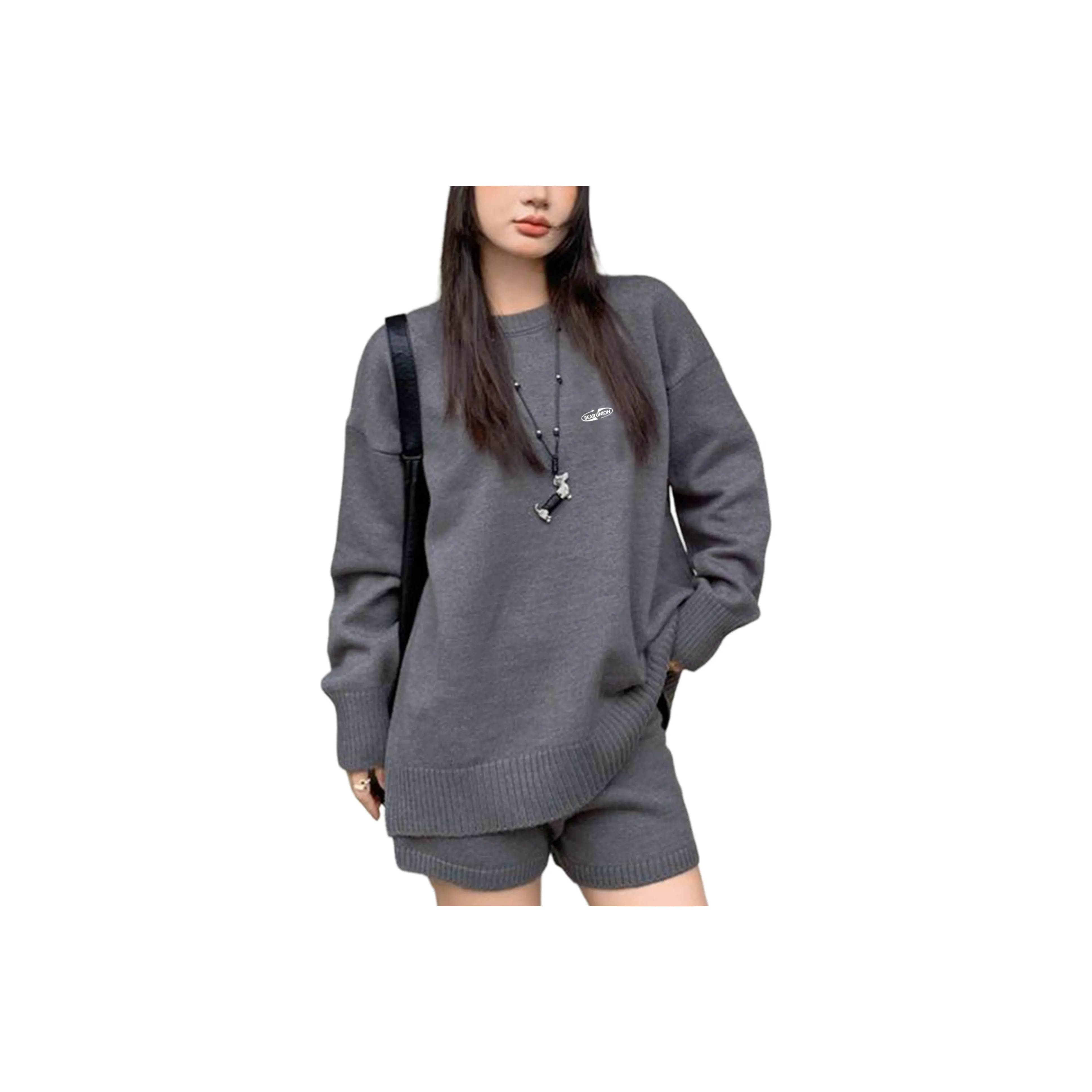 BEAR UNION Серый С подарками Съемная застежка Женские Повседневные костюмы