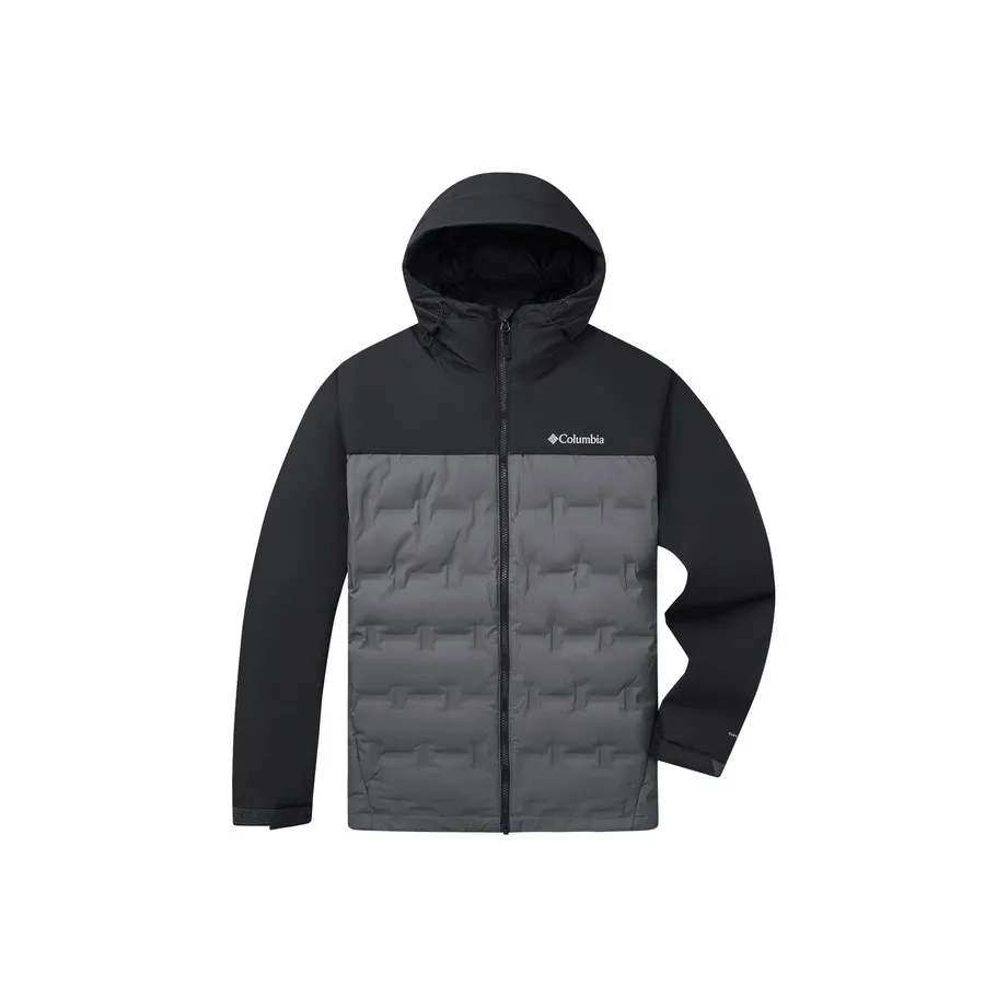 Columbia С капюшоном Пуховик Мужской Серый