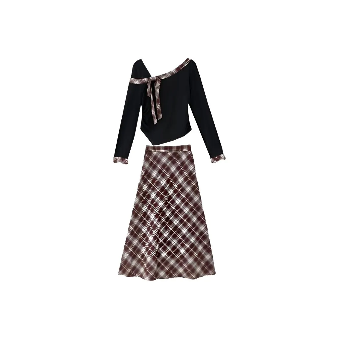 BIFH Красная клетка Комплекты одежды Женские Юбка Комплекты