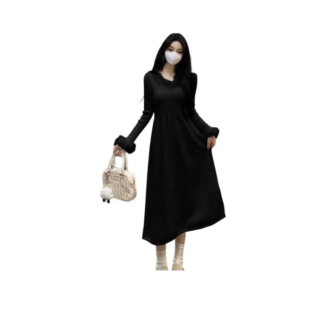 XIANSINIAO Длинное платье с длинными рукавами женское