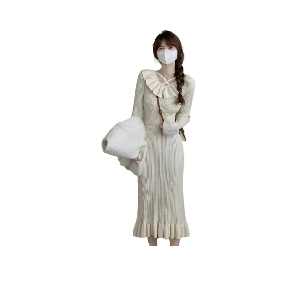 XIANSINIAO Длинное платье с длинными рукавами женское