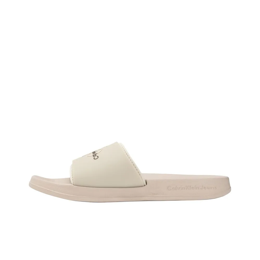 CKJ CALVIN KLEIN JEANS Slide Slippers Men Cow Ivory