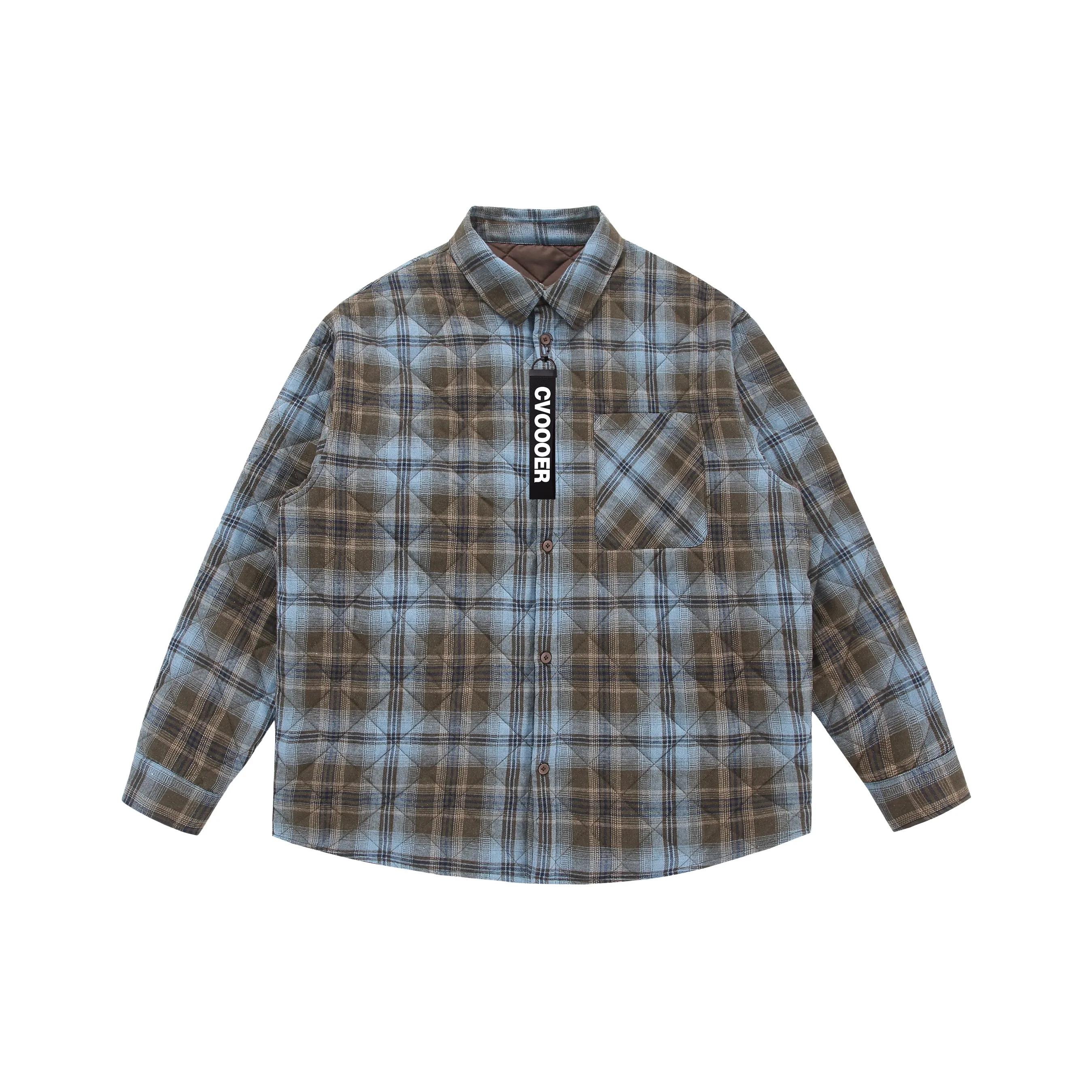 CVOOOER Сине-коричневая клетка Унисекс Пуховики