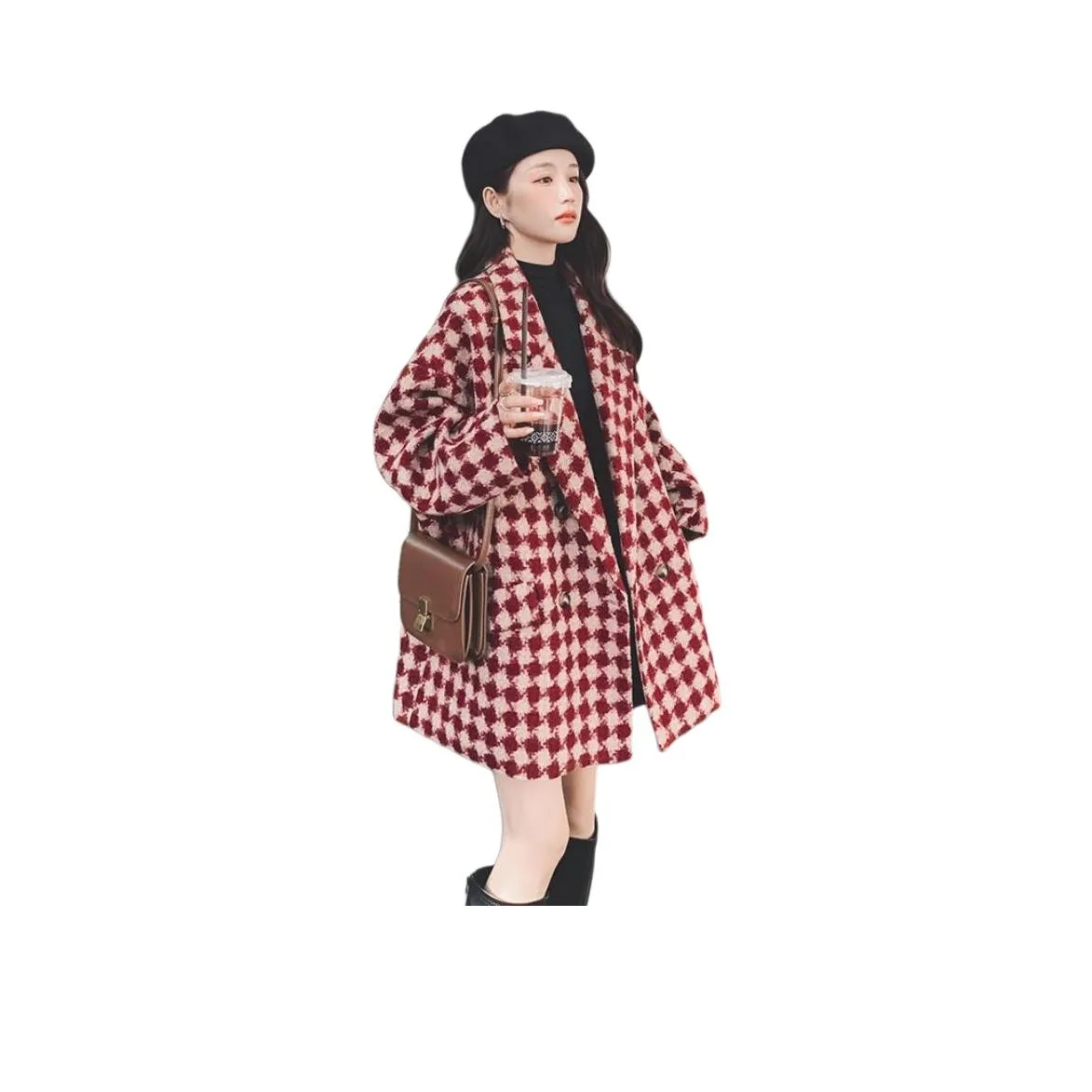 Dippanis Женское пальто в красной клетке