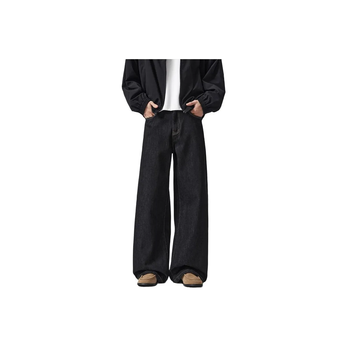 UOOHE Оригинальный Черный Деним Унисекс Джинсы