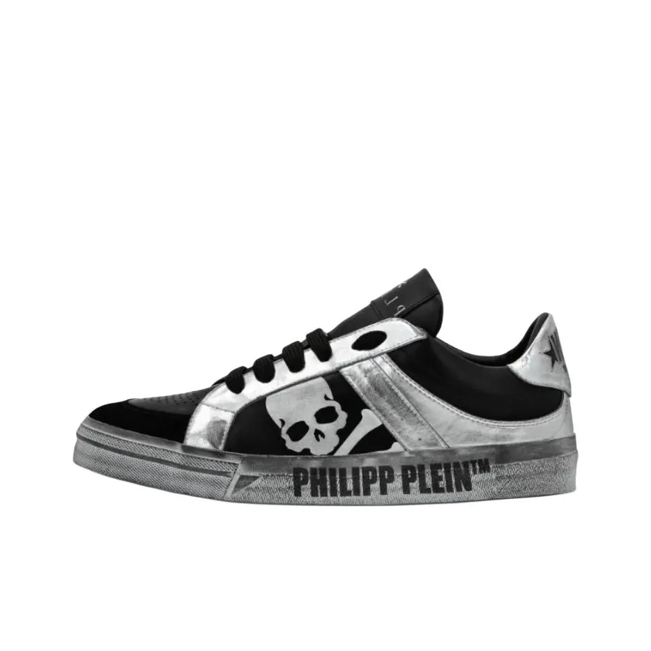 PHILIPP PLEIN Retrokickz TM Low Топ Скейтборд Кроссовки Мужские Черные Серебряные