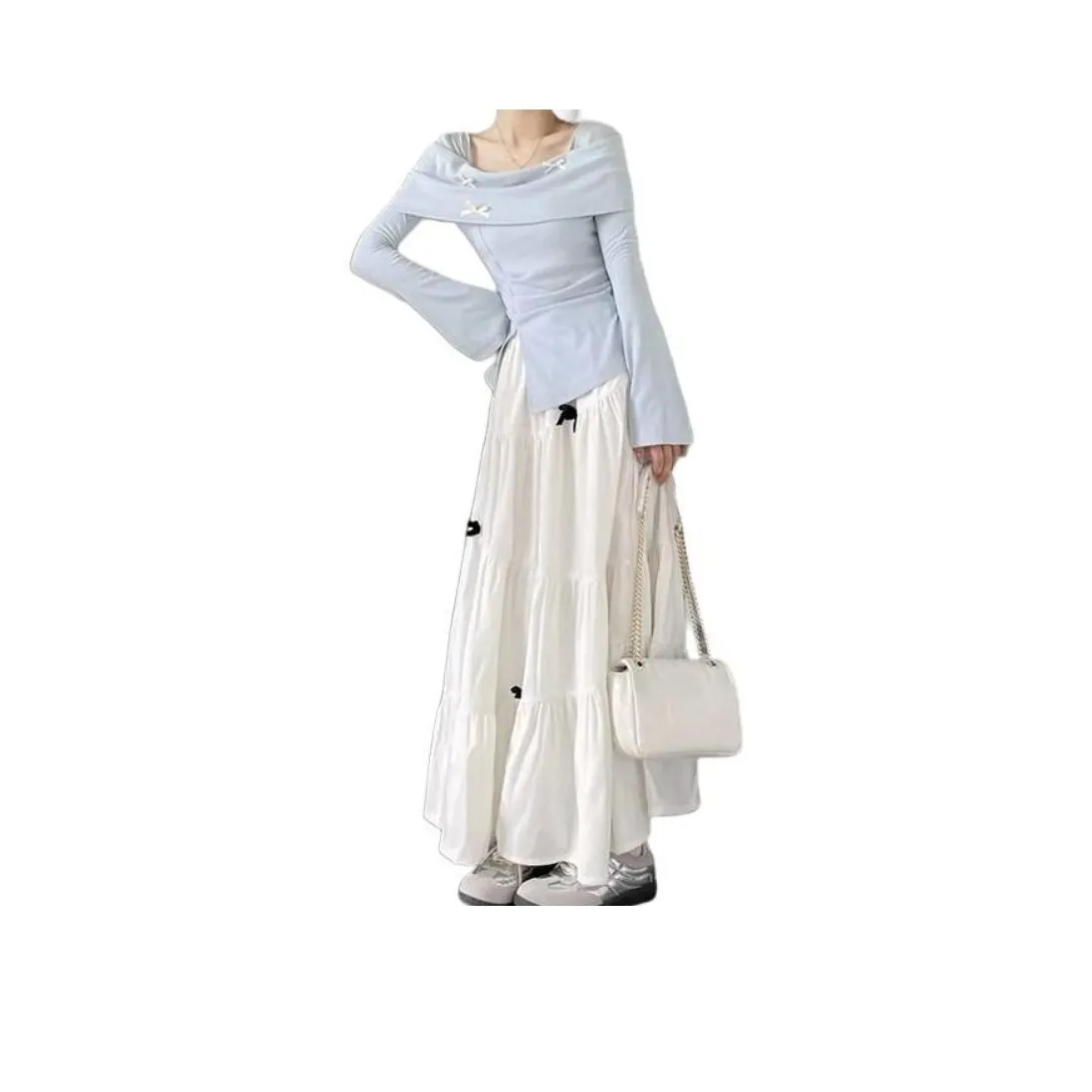 XIANSINIAO Длинное платье с длинными рукавами женское