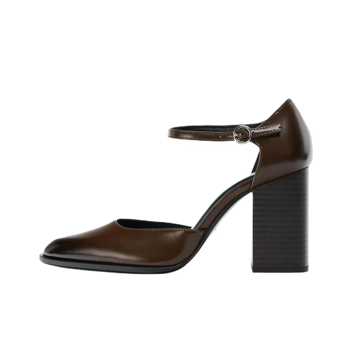 ZARA Туфли Mary Jane с грубым каблуком 7,5 см женские коричневые