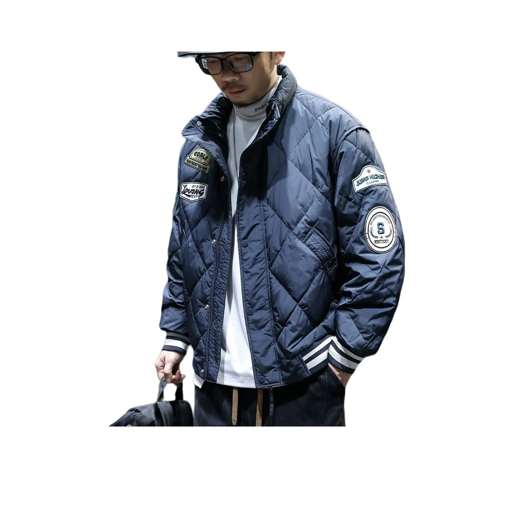 BONAS Темно-синий Синий Мужской Пуховик (Пуховая куртка)