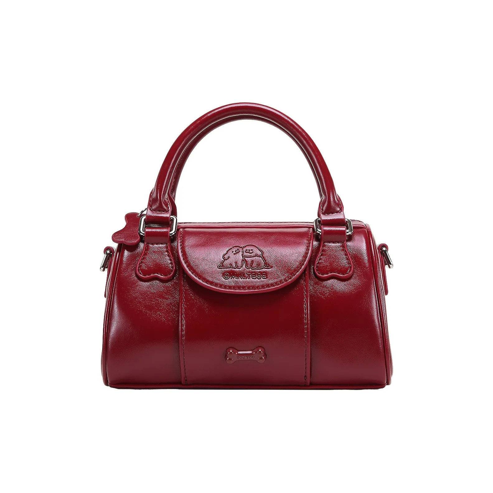 TOUTOU Maltese Collaboration Синтетическая кожа Сумка Стандартная Женская Шоколадный коричневый Вишневый красный