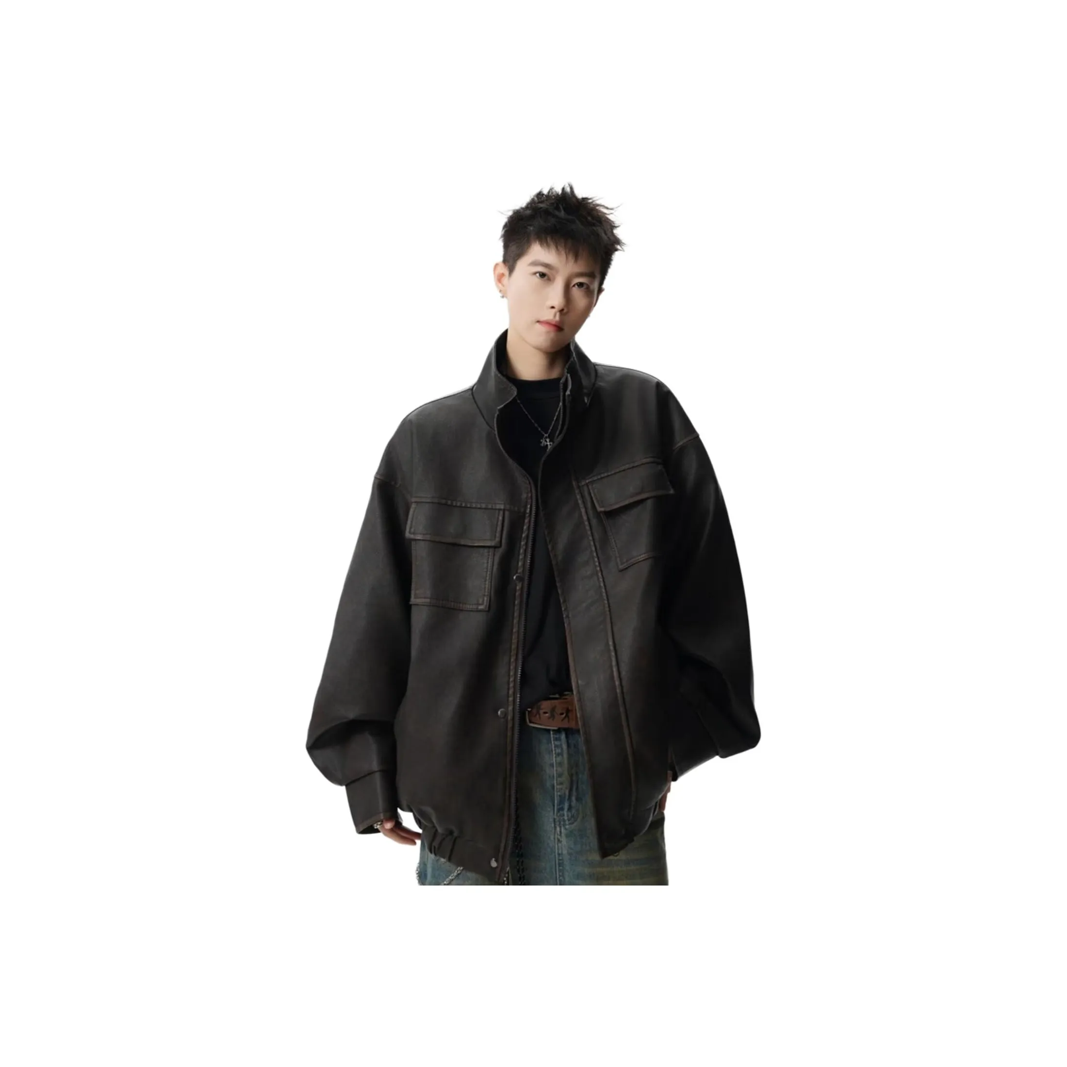 THE AIER Коричневый Унисекс Кожаные куртки