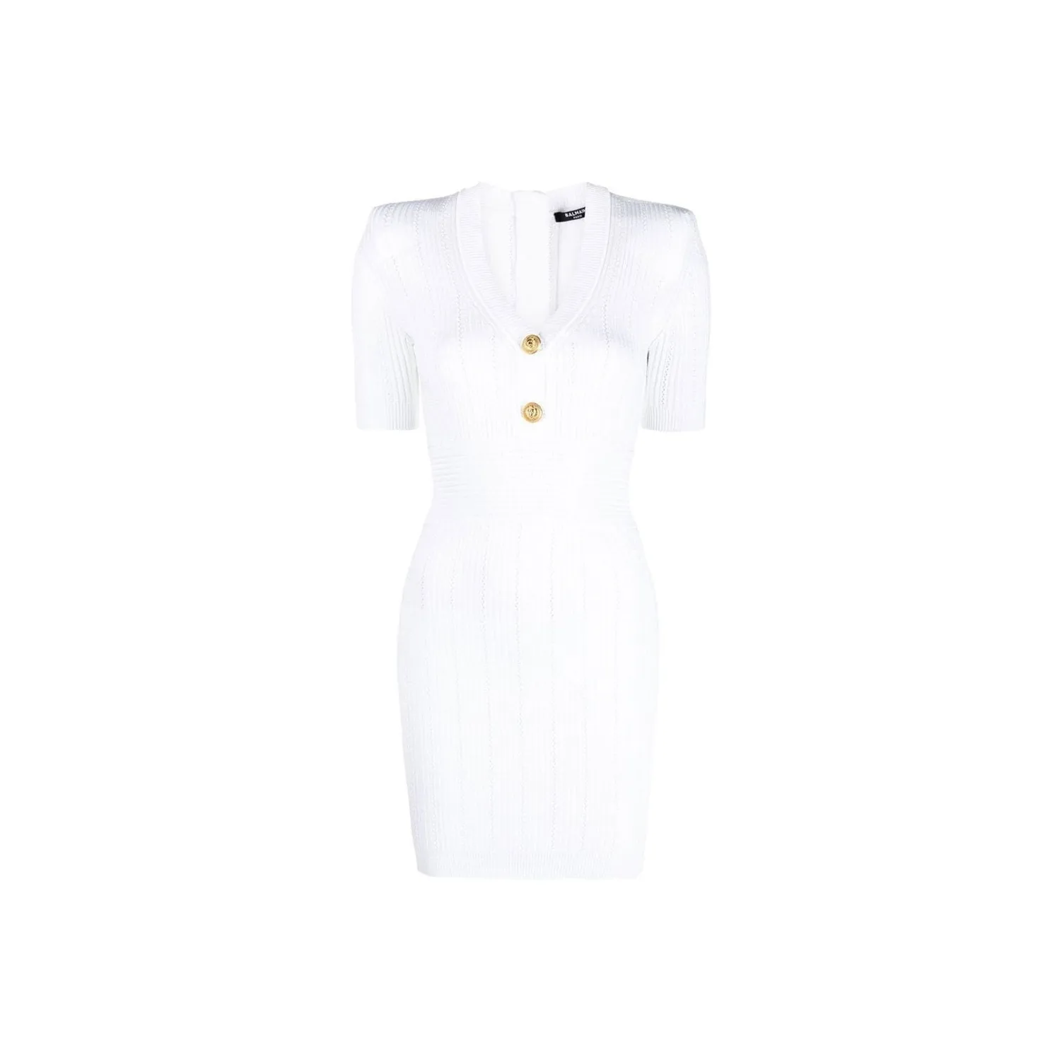 BALMAIN Short Sleeved Dresses Women's White