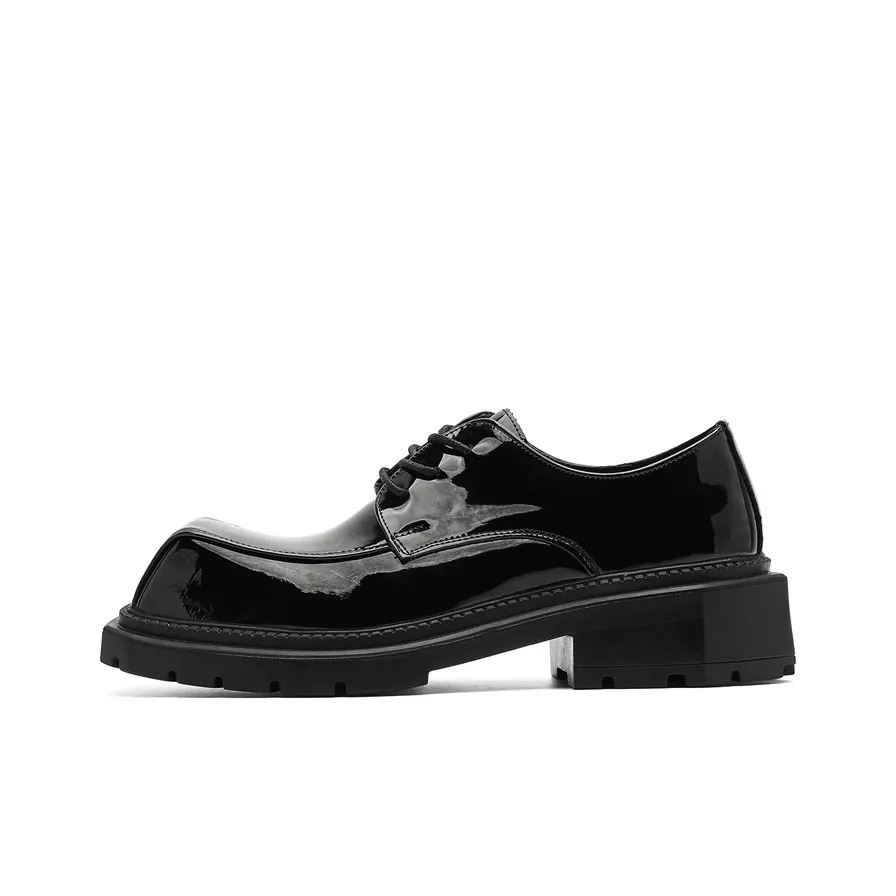 ZHENRAN Квадратный носок Блестящий Derby Обувь Повседневные кожаные туфли Мужские