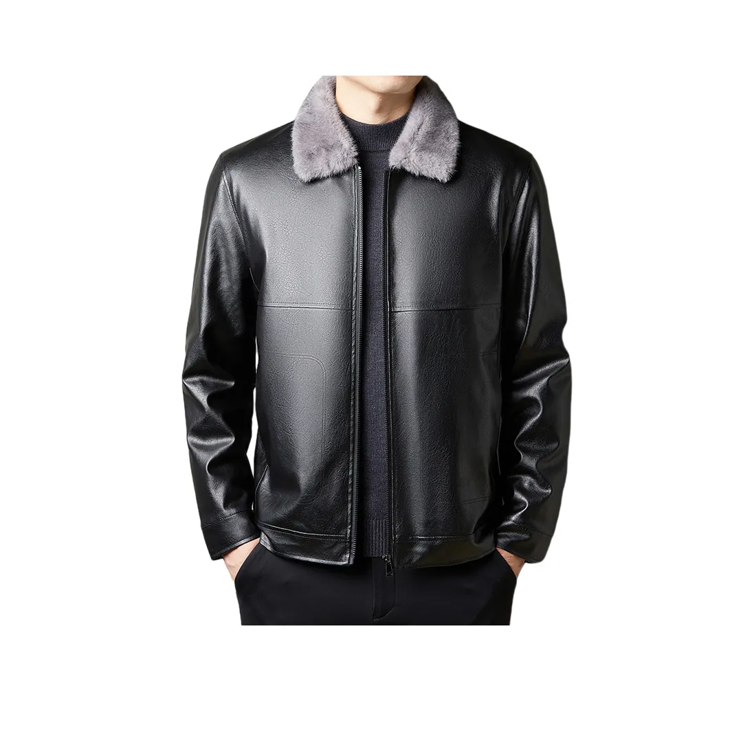 Candito Черные Мужские Кожаные Куртки