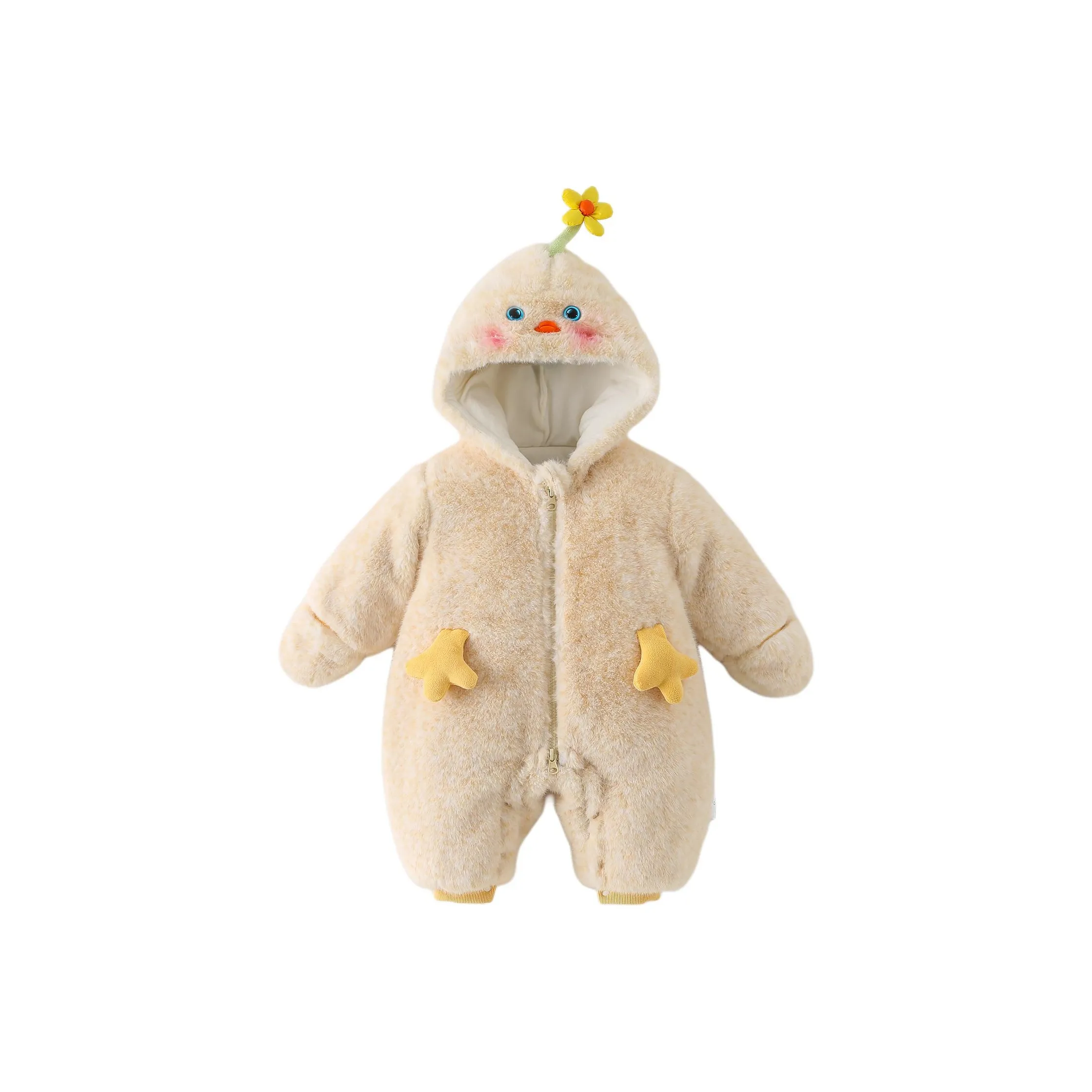 XiaoJinBu Бежево-желтые комбинезоны ползунки для малышей