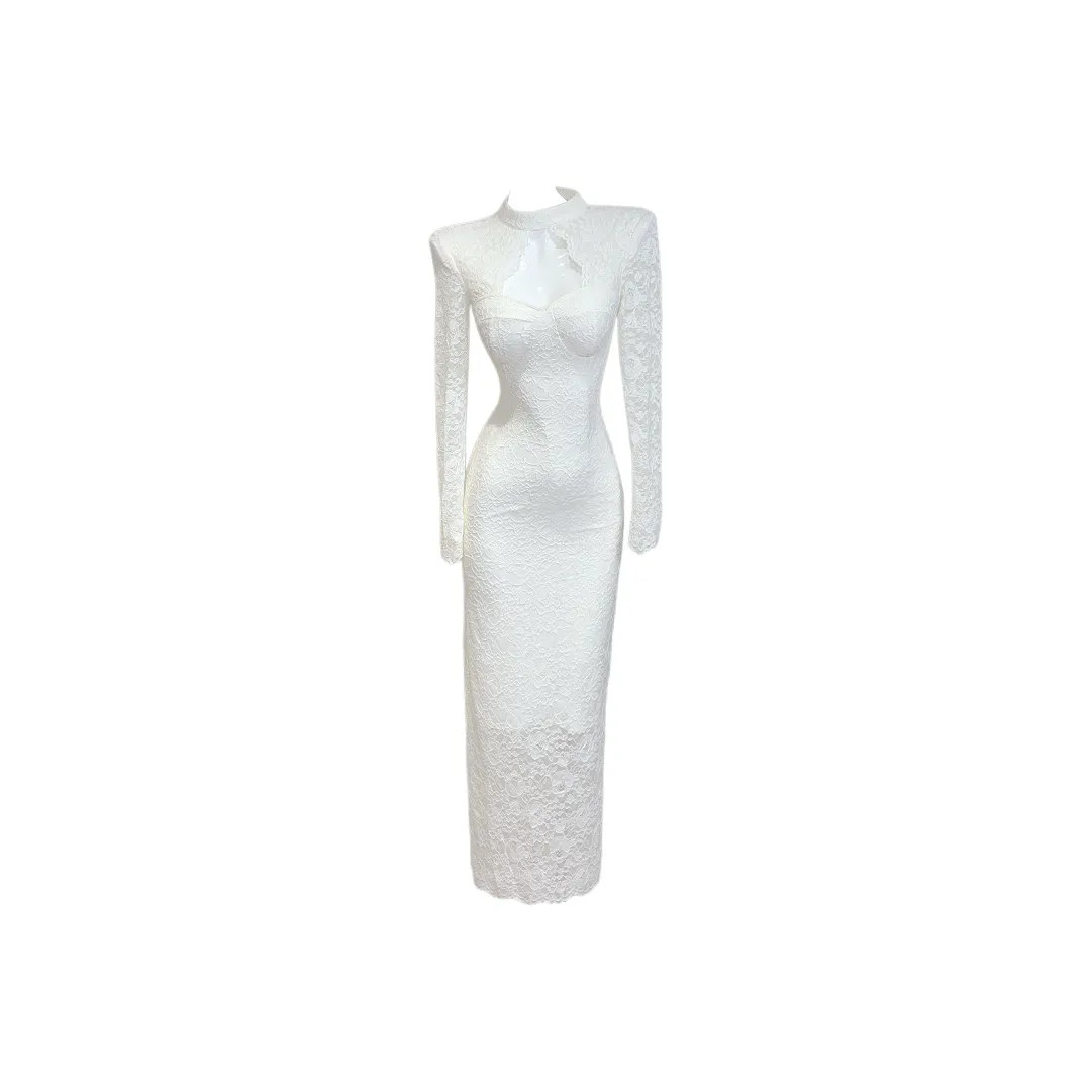 GJFD Длинное платье с длинными рукавами женское