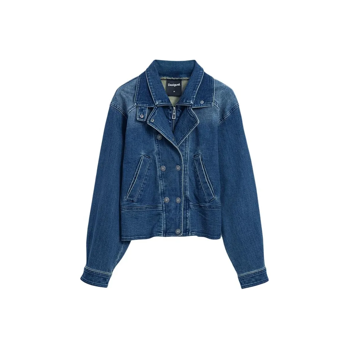 Desigual Средний Синий Деним Женский Короткий Пальто