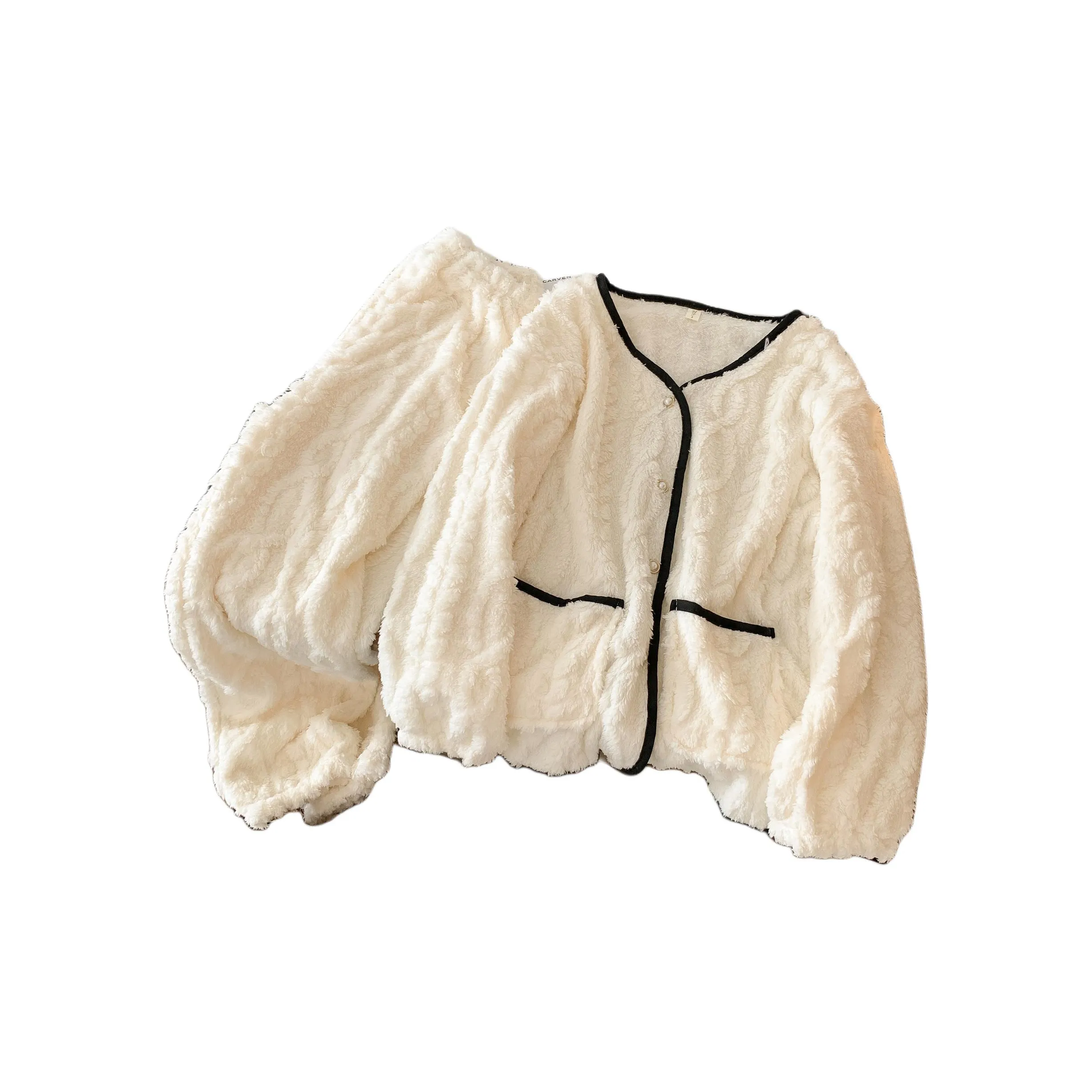 HANQIANNUO Осенний Зимний Комплект Пижам с Флисовой Подкладкой для Женщин