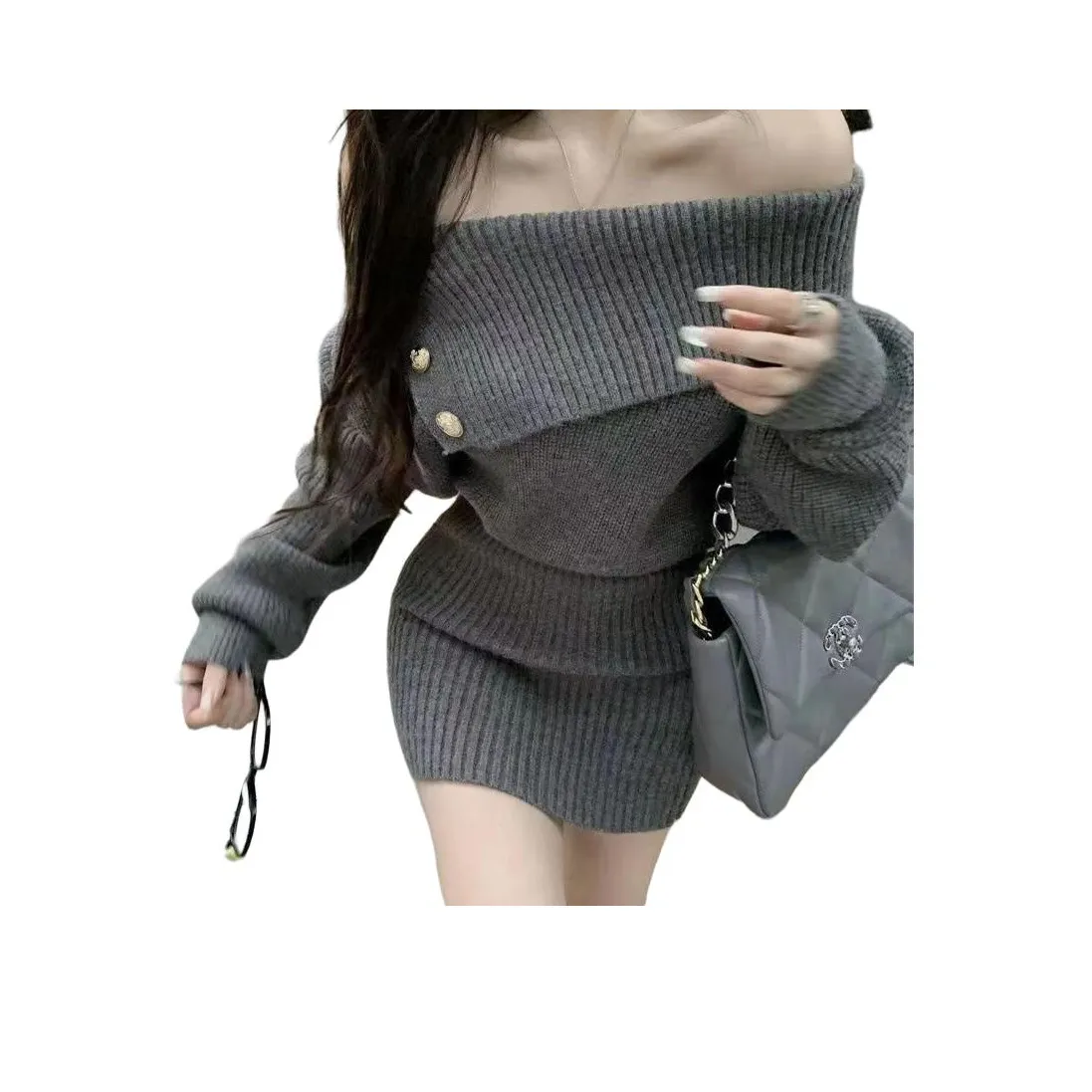 VINMUK Длинное платье с длинными рукавами женское