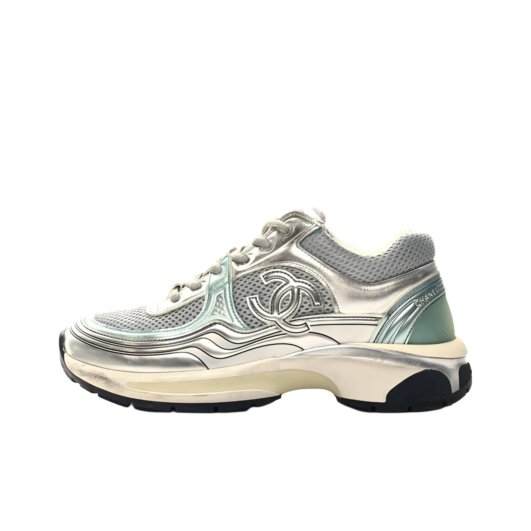 CHANEL Casual Shoes Women's Low-Top Silver/Blue