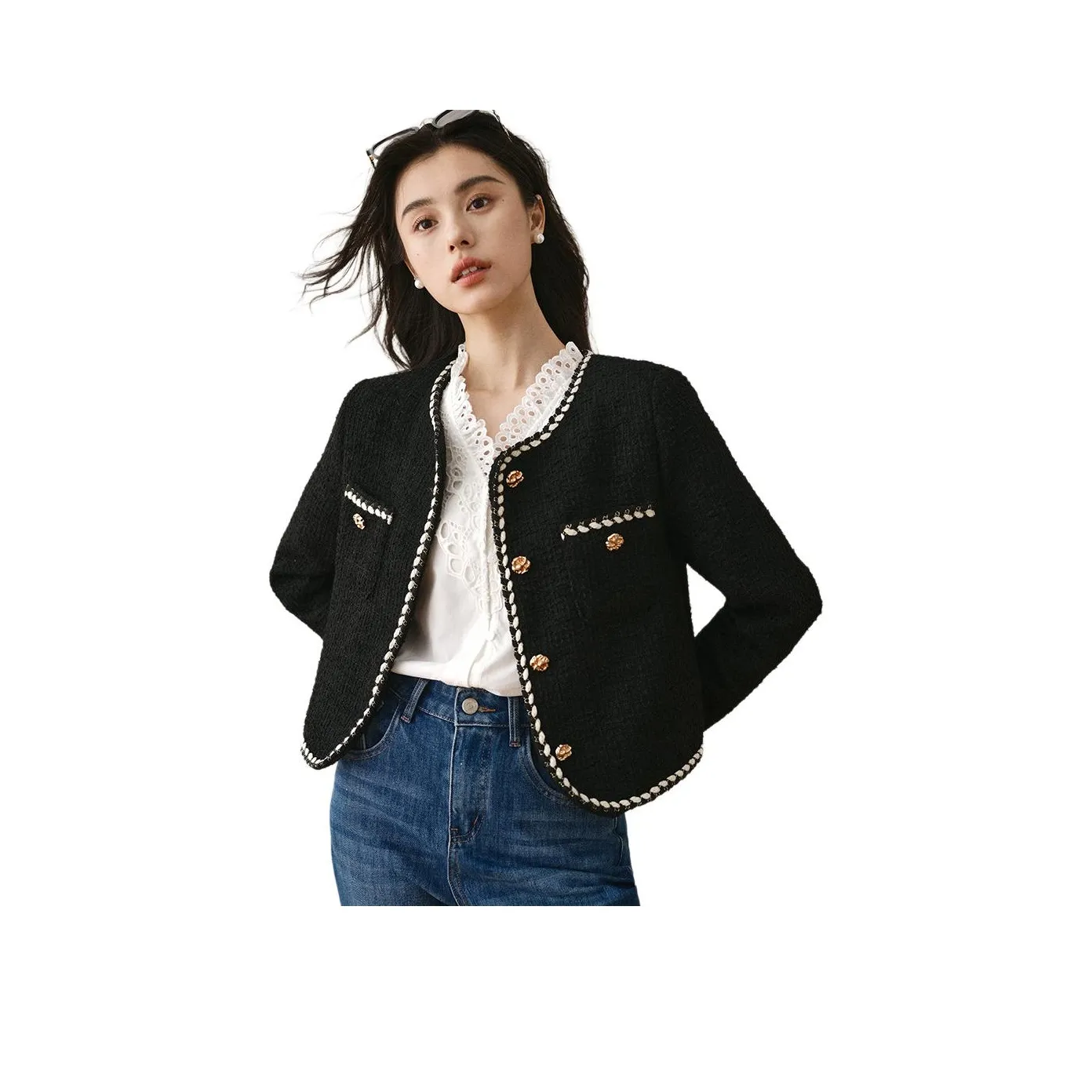 LANGQING Черный С подарками Wangqing Бренд Значок Женские Короткие пальто