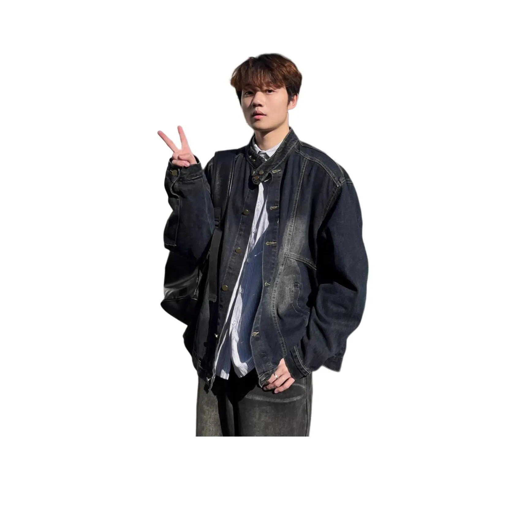 PWUE Черный Синий Унисекс Джинсовые Куртки