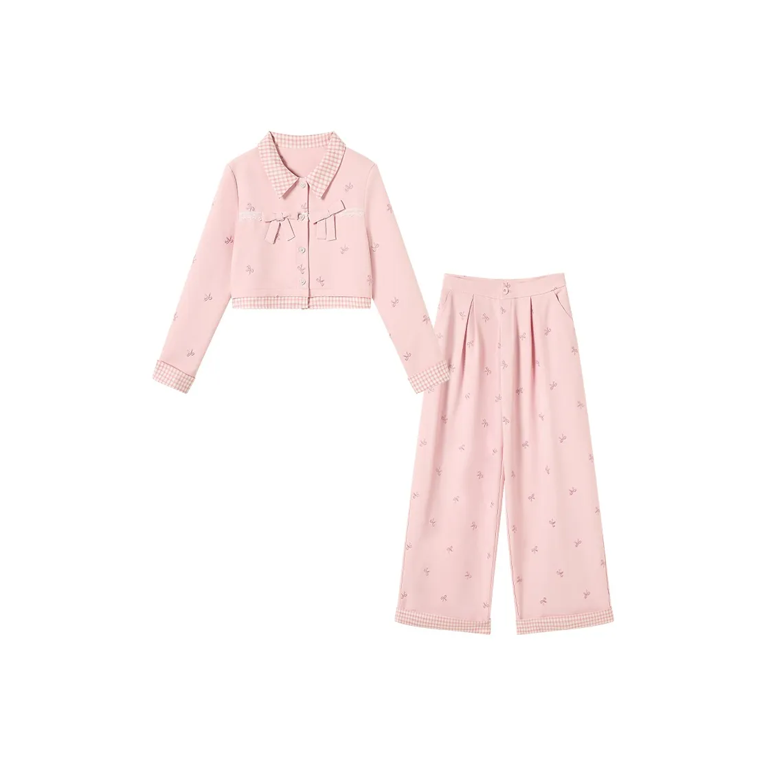 FABRIC PIG Pink Пальто + Брюки Женские Повседневные Костюмы