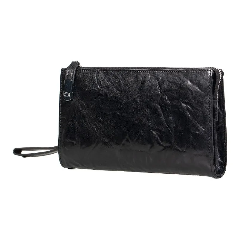 VIHUS Клатч из крупнозернистой текстуры коровьей кожи мужской черный