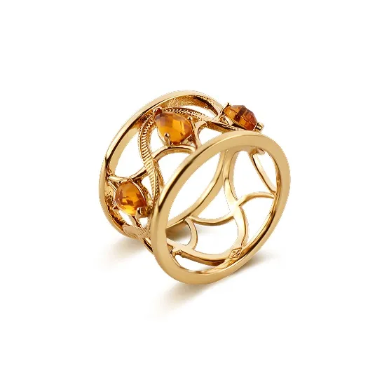 Retro Chic Brass Gold Plated Инкрустированный Цветная глазурь Подсолнух Кольцо Женские