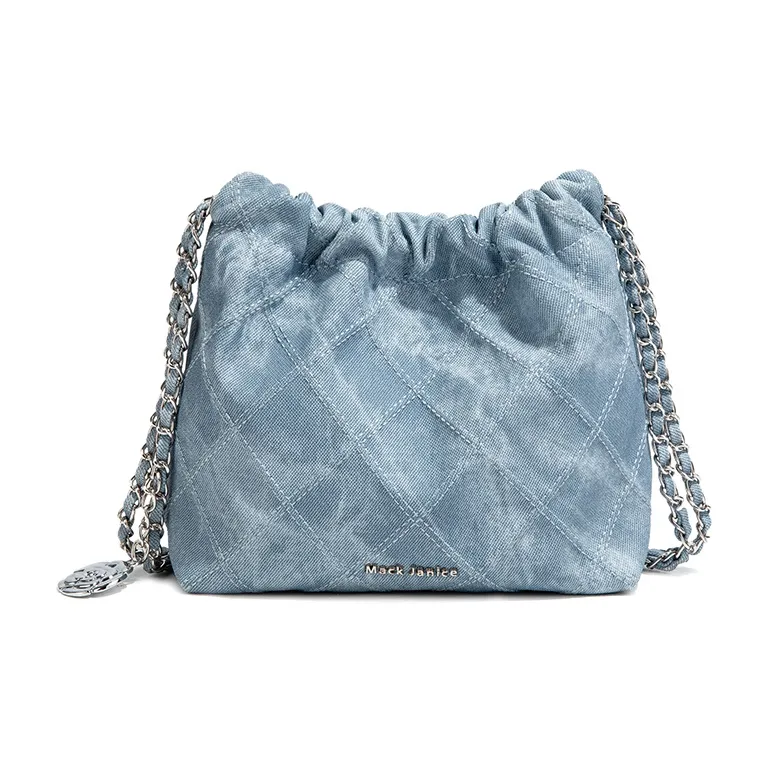 MACKJANICE Синтетическая кожа Ведрообразные сумки Сумки через плечо Сумка через плечо Женская Джинсовый синий