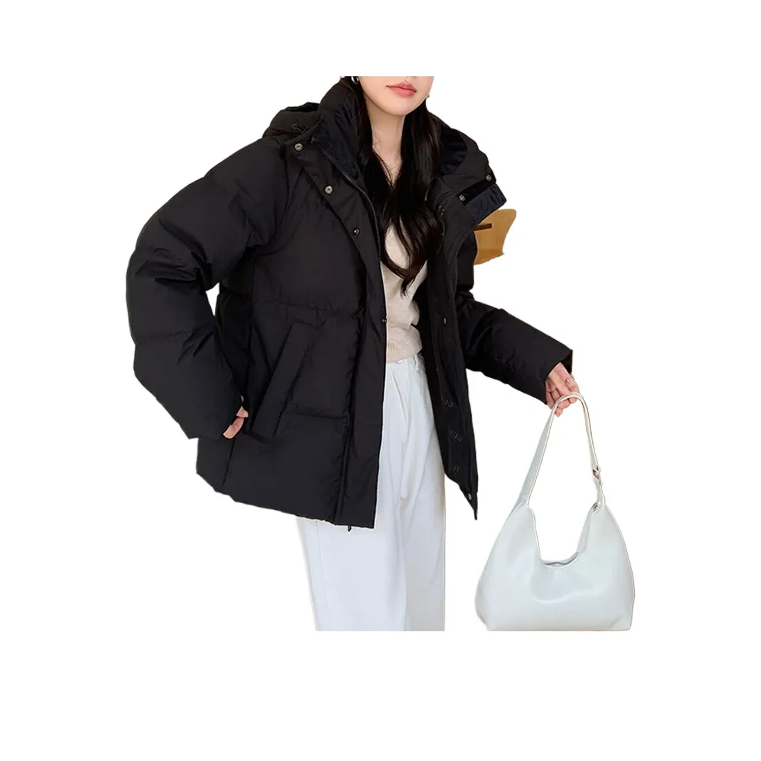 LANMOU Классический черный женский пуховик