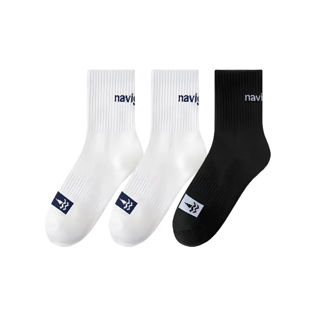 NAVIGARE [3 упаковки] 2 белых 1 черный мужские носки MID до икры