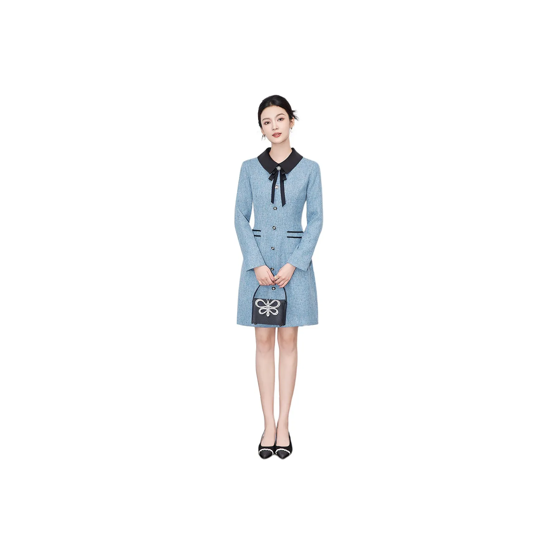 Devanro Длинное платье с длинными рукавами женское