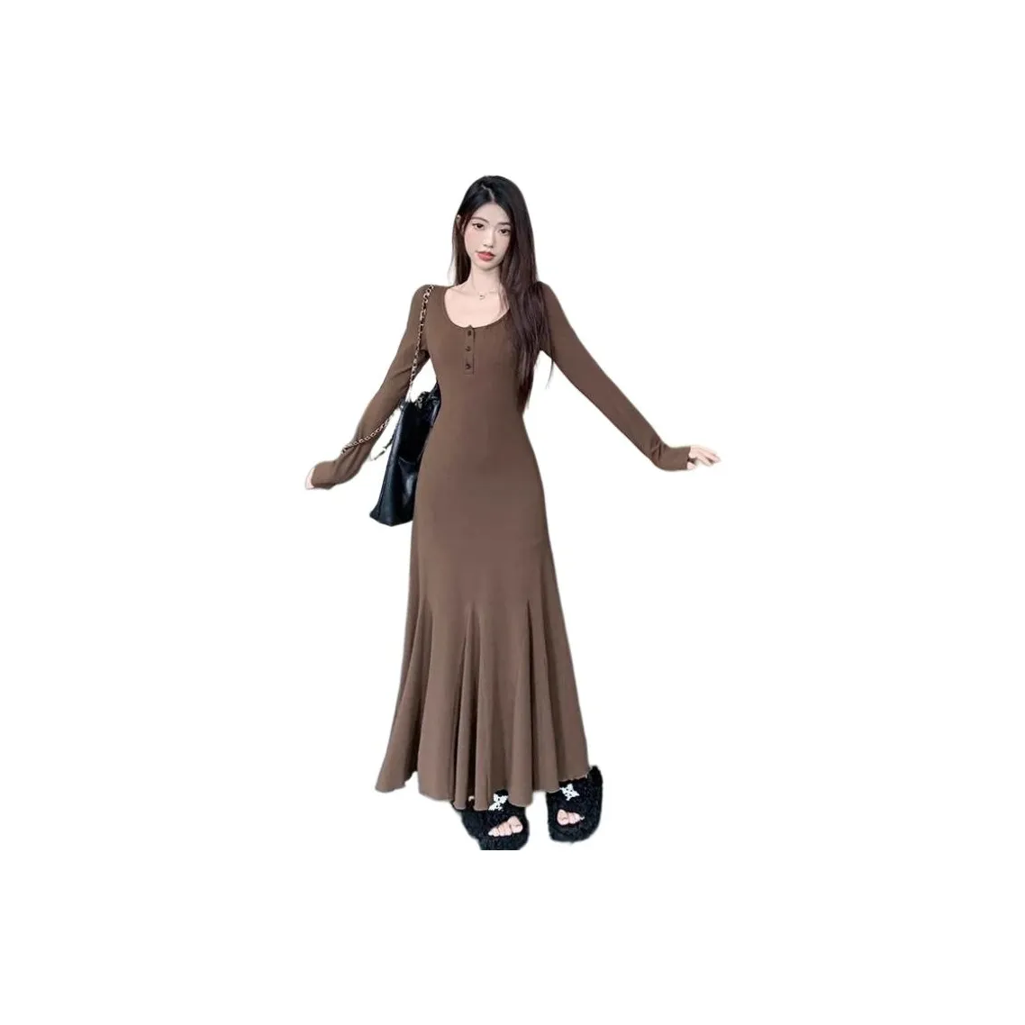 VINMUK Длинное платье с длинными рукавами женское