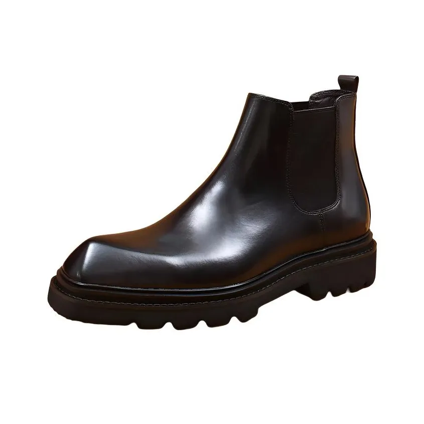 H2 Лицевая коровья кожа Винтаж Минималистский стиль Повседневная обувь Для мужчин Челси Мужской