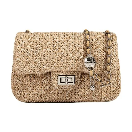 CAEISL KCIEL ПУ (полиуретан) Цепочка Сумка через плечо Женская Соломенная Вязаная Коричневая