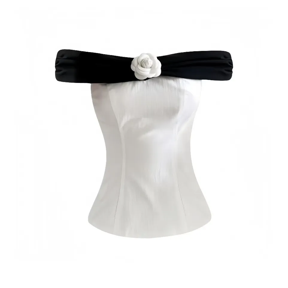 DANCANG Белый Женский Топ без бретелек